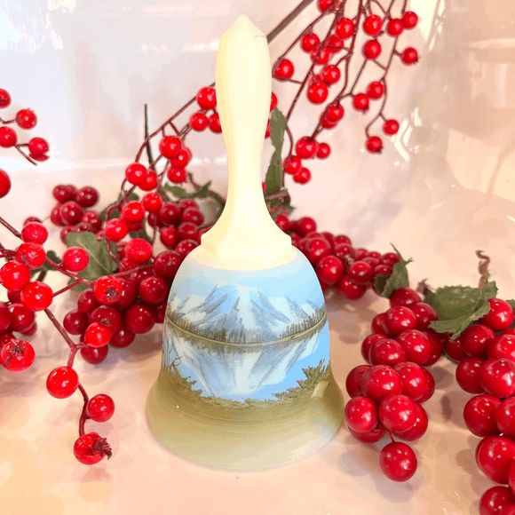 Fenton Accents Vintage Fenton Custard Glass Hand Painted Bell